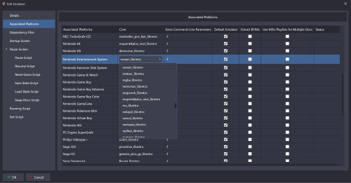 Launhbox Retroarch Associated Platforms after checking Dependency Files.png