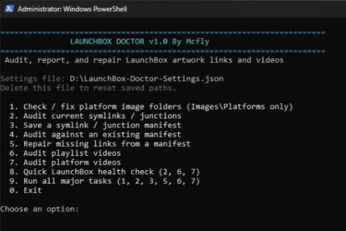 Launchbox Doctor running - menu.png